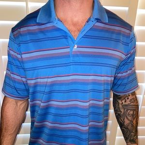 Men's Blue Striped Polo Shirt